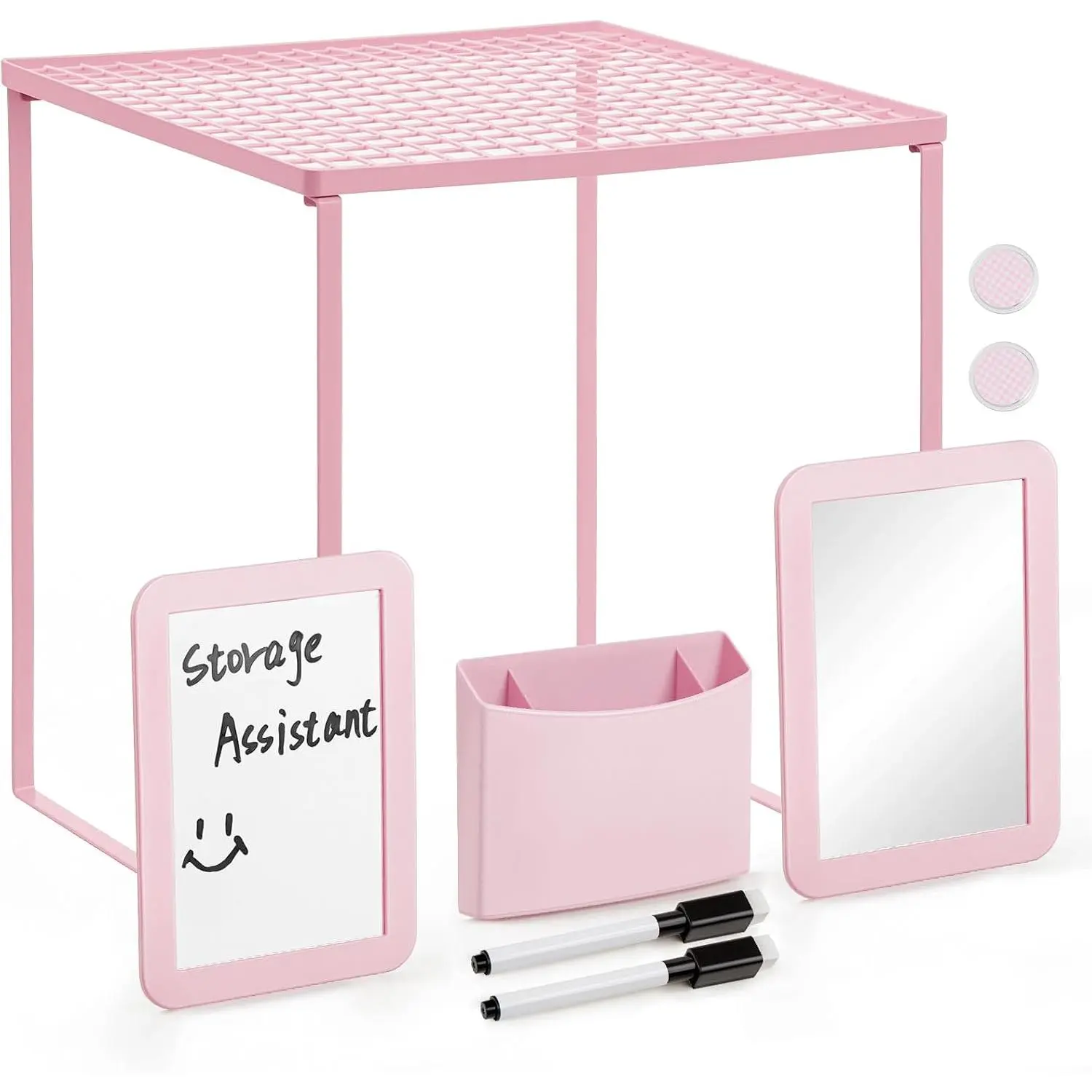 Locker Organizer Accessories Kit for Stuends Locker Decor | 8-, Metal Locker Accessories with Shelf, Mirror, Pen Holder, Whiteboard for Work Office Gym,  to School Supplies