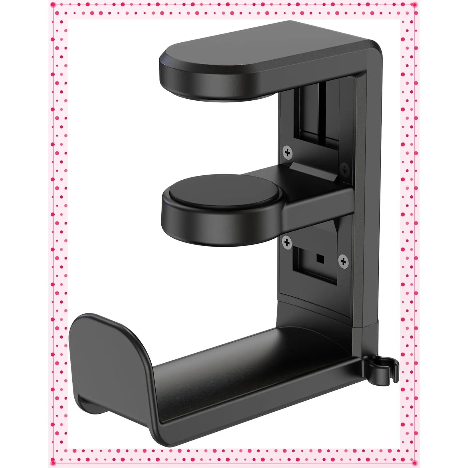 Rotating Headphone Stand, Adjustable Clamp-On Headset Holder, 360° Swivel Under-Desk Hook, No Residue, Cable Organizer, Soft Rubber Pads, Keep Headphones Secure & Desk Tidy, BlackGift