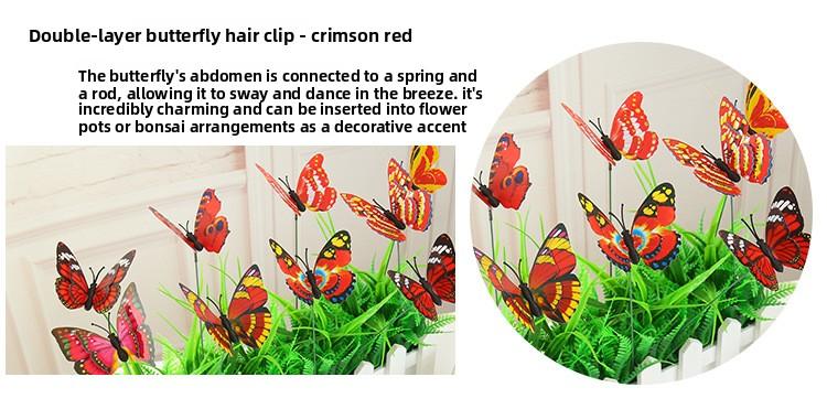 New artificial butterfly crafts, double-layer waterproof, with insertable rods, artificial butterflies for outdoor decoration, pack of 10