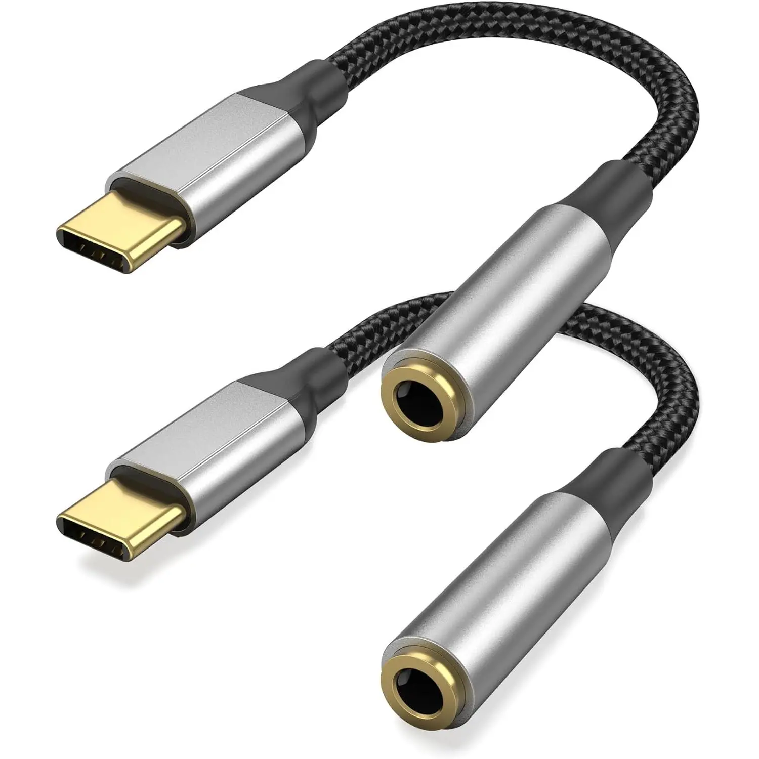 USB C to 3.5mm Headphone Jack Adapter with DAC Chip, 2 Pack HiFi USB-C to Audio Dongle Compatible with  16 15 Pro Max, Galaxy S25 S24 S23 S22, iPad Pro, MacBook, USBC to Aux Adapter, Accessories, Durable