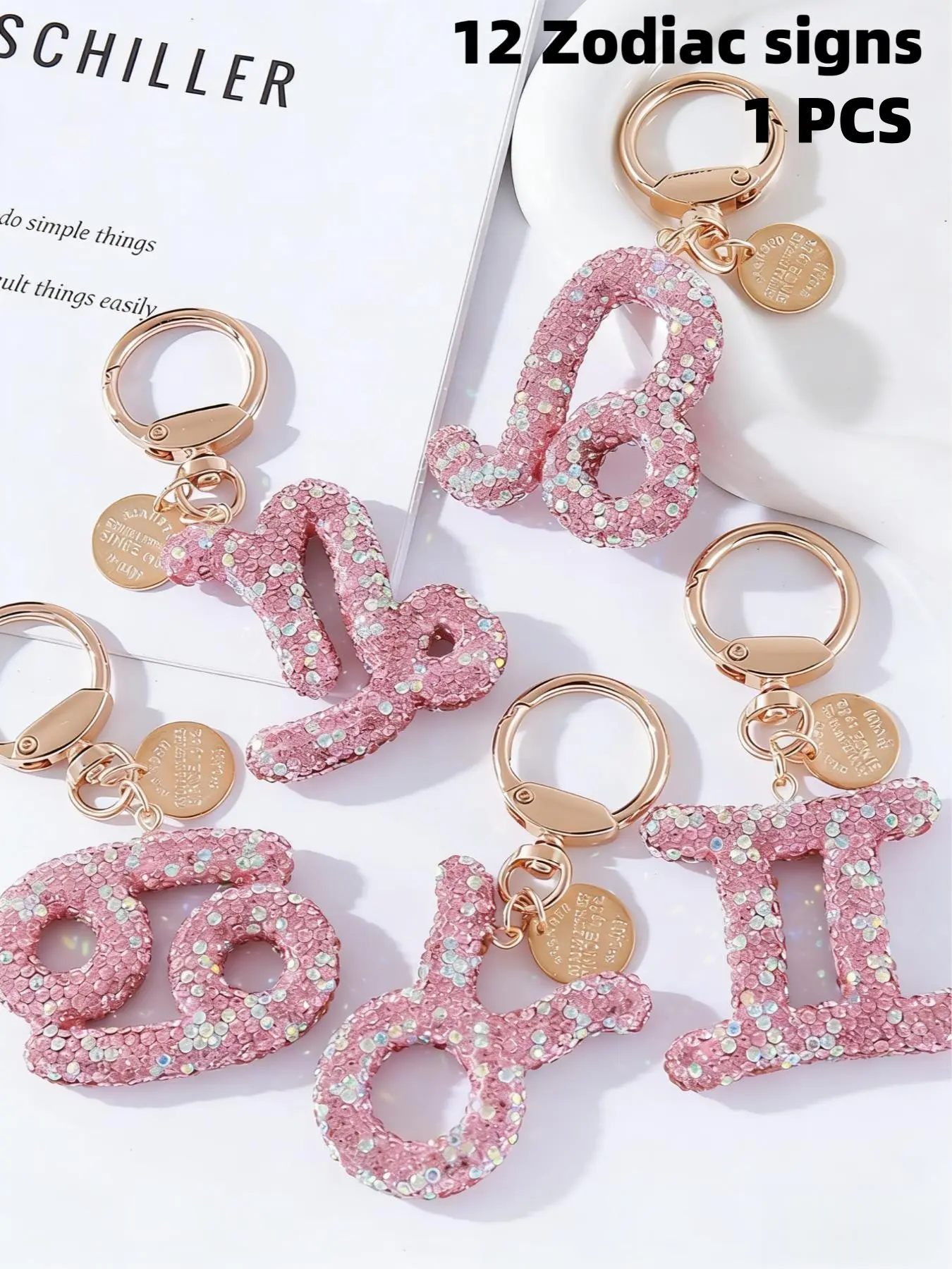 12 Zodiac Pendant Keychain, Keychain for Bags, Unique Design for Daily Use, Fashionable Bag and Key Accessory, Perfect Gift for Women and Girls