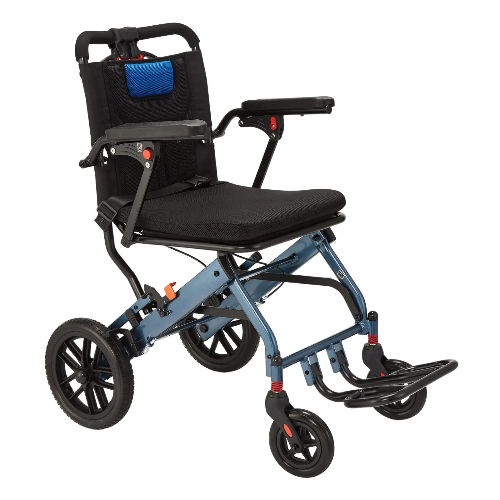GARVEEPortable Folding Wheelchair with Handbrake, Ultra-Light Design, 16in Seat Width, 8in PVC Rear Wheels, Ideal for Travel and Everyday Mobility Assistance Foldable Healthcare