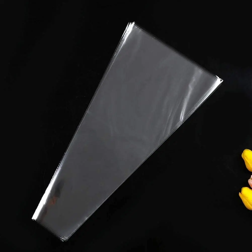 100 count Clear Plastic Flower Bouquet Sleeve Bags, Sleeve Transparent Cellophane Bags Rose Packaging  Wrap Cellophane for Valentine's Day