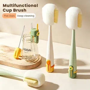 Multifunctional 5-in-1 Bottle Brush – Great for Cleaning Cup Lids & Home Kitchen Chores