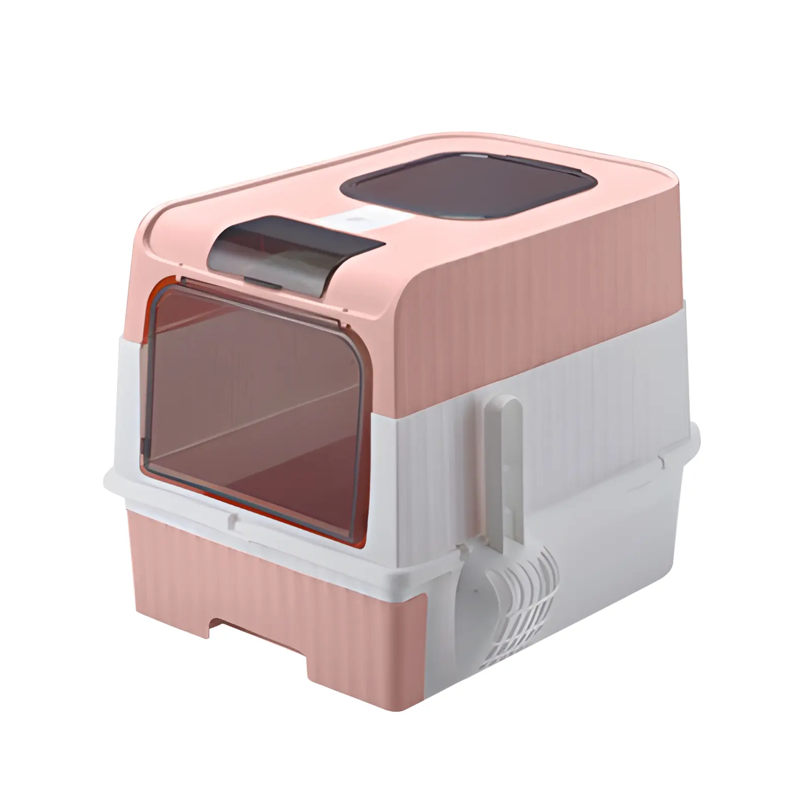 Convertible 2-in-1 Enclosed Cat Litter Box with Slide-Out Drawer - Dual Entry Covered Design, Odor Control, Splash-Proof, Includes Scoop Holder for Indoor Cats
