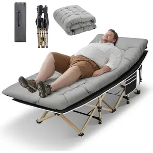 Camping Cot, Portable Camping Cot  Adult, 28" Wide Sleeping Cot Max Load 600LBS with Thick Mattress and Carry Bag, Portable Camping Bed  Outdoor Camping/Office, Home Nap
