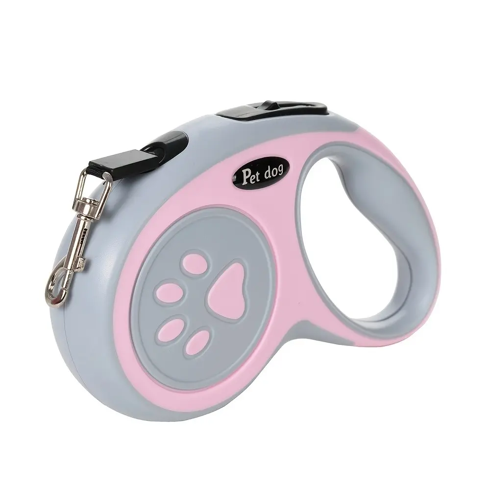 Automatic Retractable Dog Leash, Portable, Adjustable Length, 3m/5m Nylon Webbing, One-Click Lock, Non-Slip Handle, Claw Print Pattern, Small/medium Dogs (<=10kg)