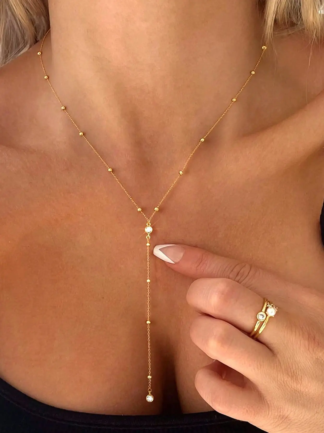 Fashionable Diamond-Encrusted Y-Shaped Chain Necklaces, Sparkling Long Pendant, Perfect for Parties, Beach Vacations, Gifts for Mom