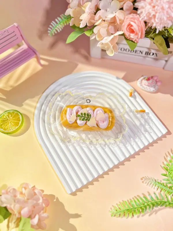 Peach Cream Bread Squishy Keychain Fidget Stress Relief Toy