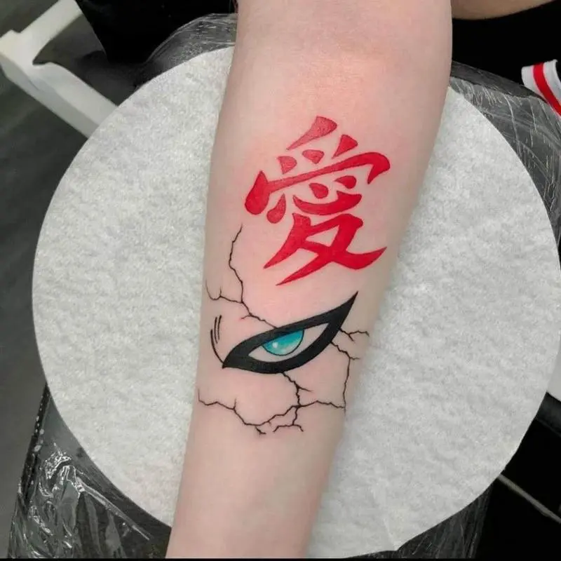 Anime Gaara 15x10cm Big Size Waterproof Temporary Fake Tattoo Stickers, Body Arm Cosplay Decor Stickers for Body Decoration