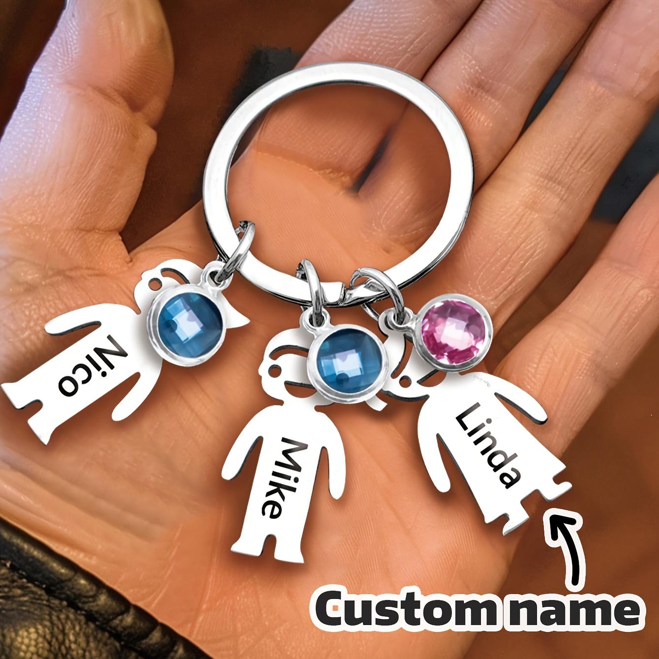 [Custom Keychain Gift] Personalized Birthstone Keychain 1pc| Custom Name, Stainless Steel, 1-5 Names| Family Gift for Men Women, Birthday, Christmas, Mother's Day, Father's Day, Daughter Son