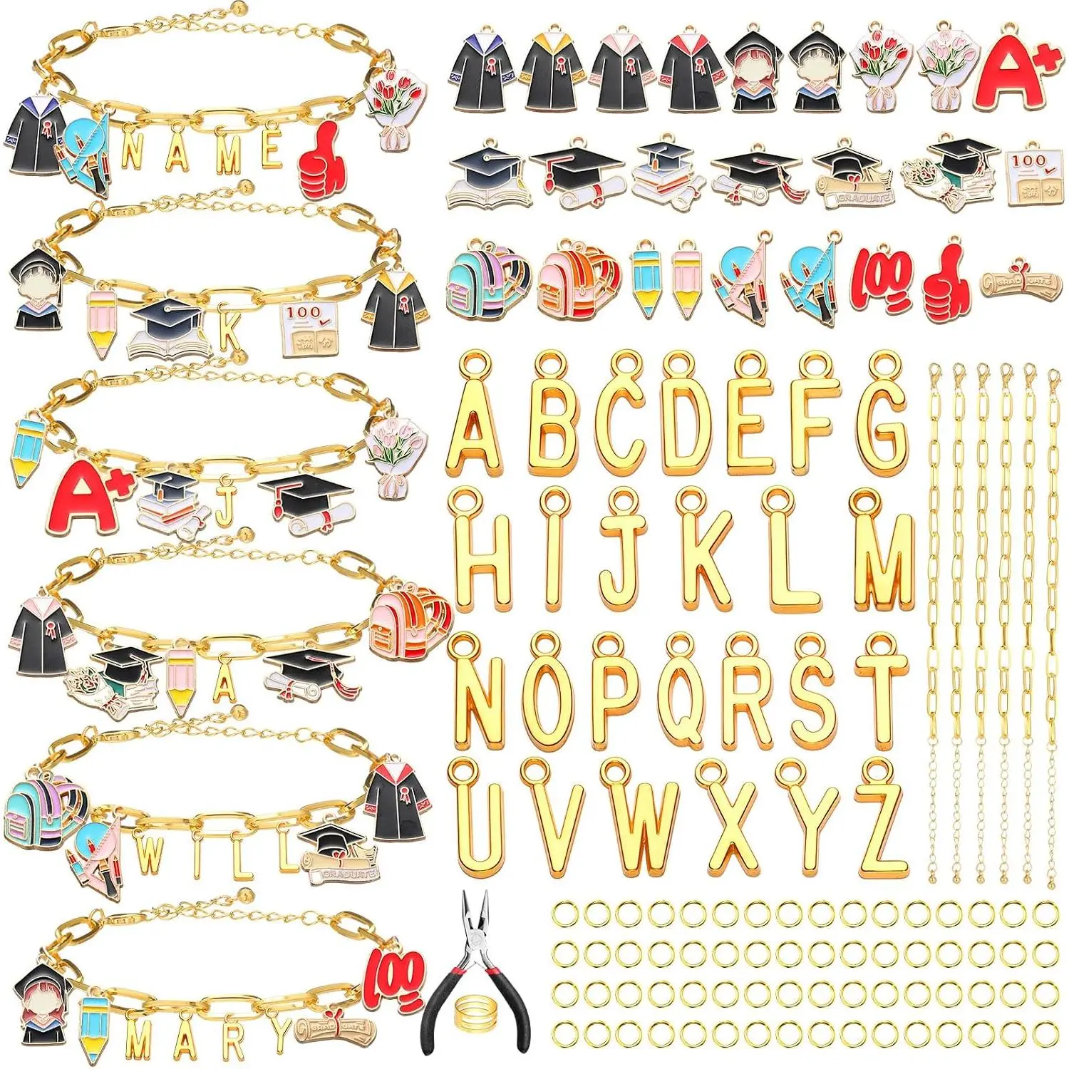 394 count Holiday Bracelets for Women DIY Teacher Graduation Nurse Rainbow Pride Bracelets kit  Crafts Adjustable  Letter Charms for Holiday Party Favors