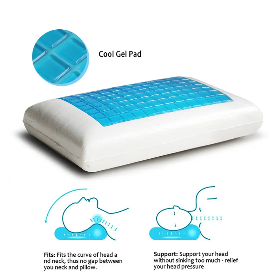 King Size Cooling Gel Memory Foam Bed Pillow, Supportive Sleeping Pillow for Back, Side & Stomach Sleepers