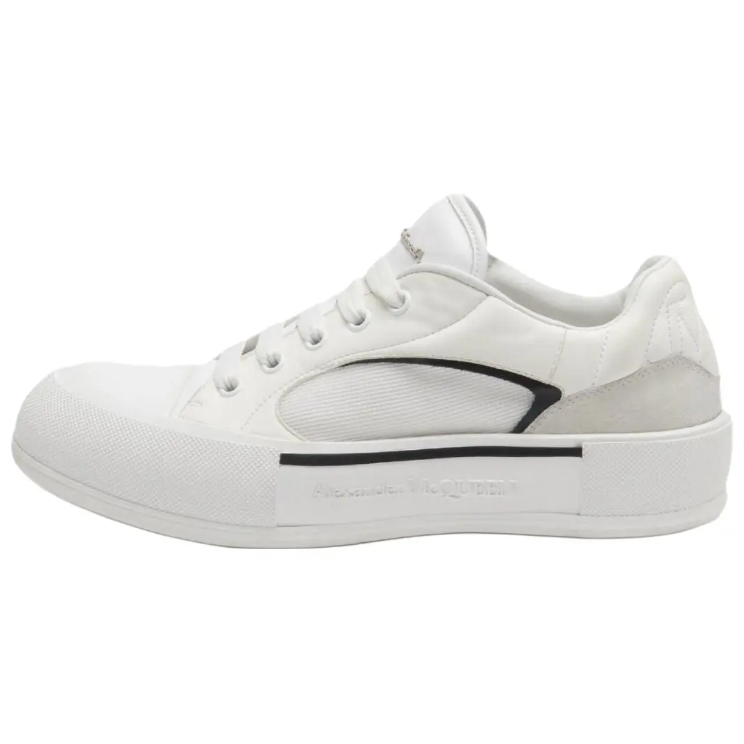Men's Alexander McQueen Deck Low-Top Rubber Trainers - White, Comfortable Minimalist Athletic Walking Sports Shoes, Maison Mihara Verifiable with Global Authentication Credentials