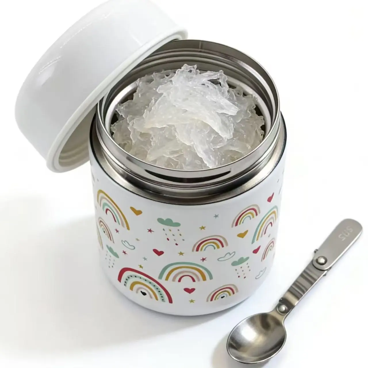 Adult & Kids Hot/cold Food Thermos, 10oz Vacuum Insulated Soup Jar, School Office Travel, Includes Spoon, Casual Style, Stainless Steel Insulated