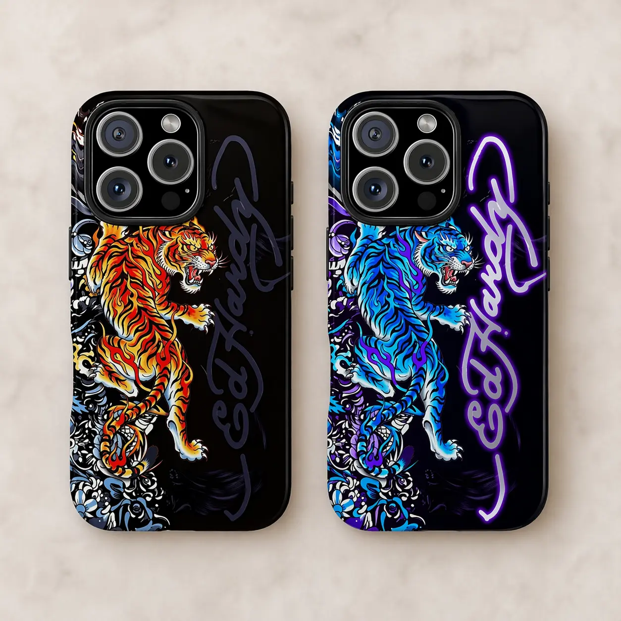 Ed Hardy Phone Case,  MagSafe-Ready Magnetic，Pink Skull Leopard Tattoo Y2k Aesthetic Tiger Collage, Lightweight Slim Durable TPU Lining, for iPhone 11/12/13/14/15/16/17 ProMax Plus Phones, Perfect Gift for Cat Lovers, Accessories, Smartphone