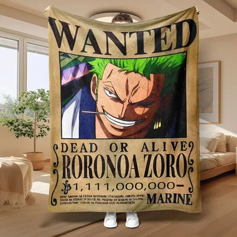 One Piece Luffy Bounty Print Flannel Blanket, Ultra Soft Lightweight Warm Plush Throw, Multi-Use for Home Office Camping, Gift for Anime Fans