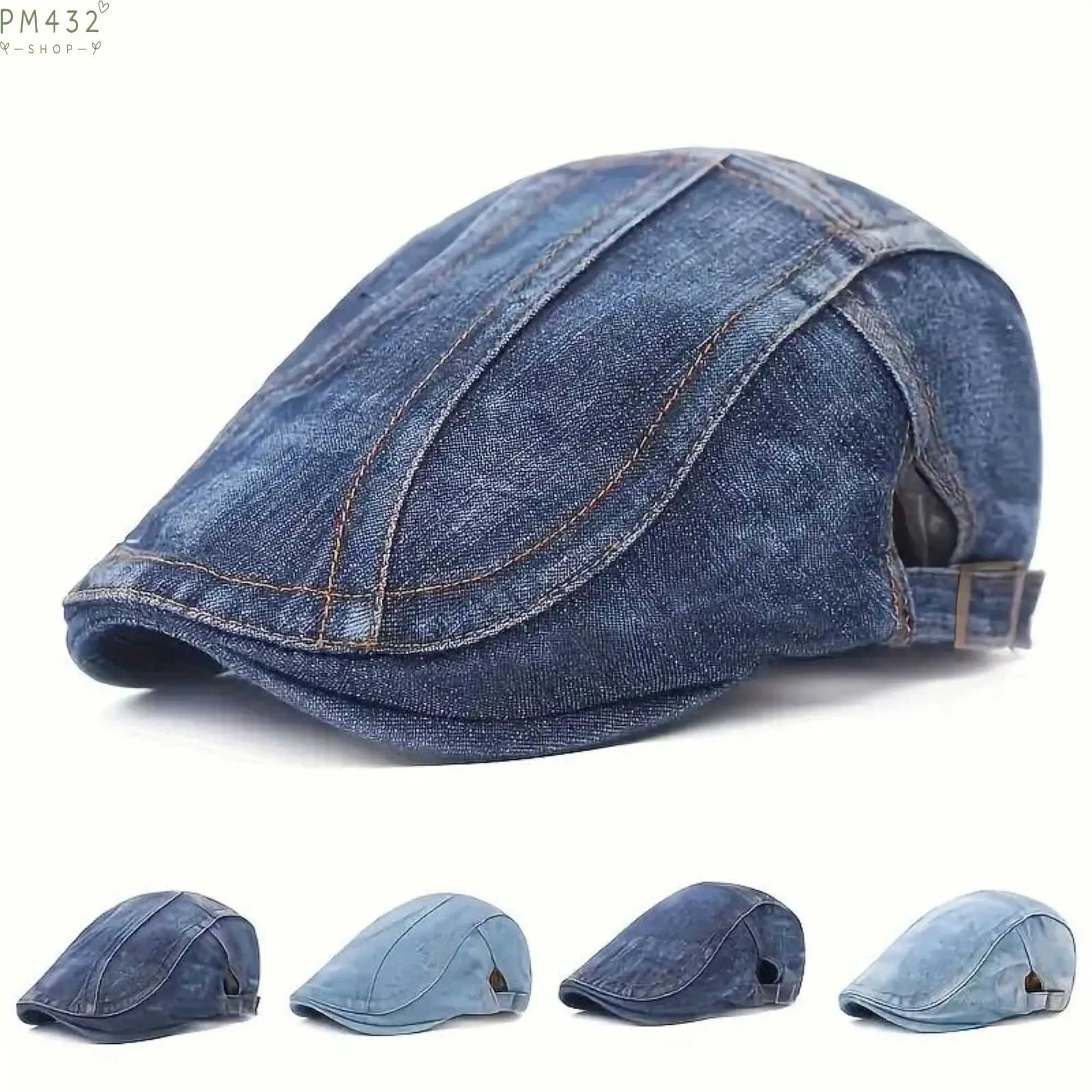 Unisex Denim Beret Hat - Vintage French Painter’s Hat with Adjustable Size, Beret Shape, Retro Fashion Casual Wear Accessory for Daily Styling & Outdoor Activities, Washed Denim