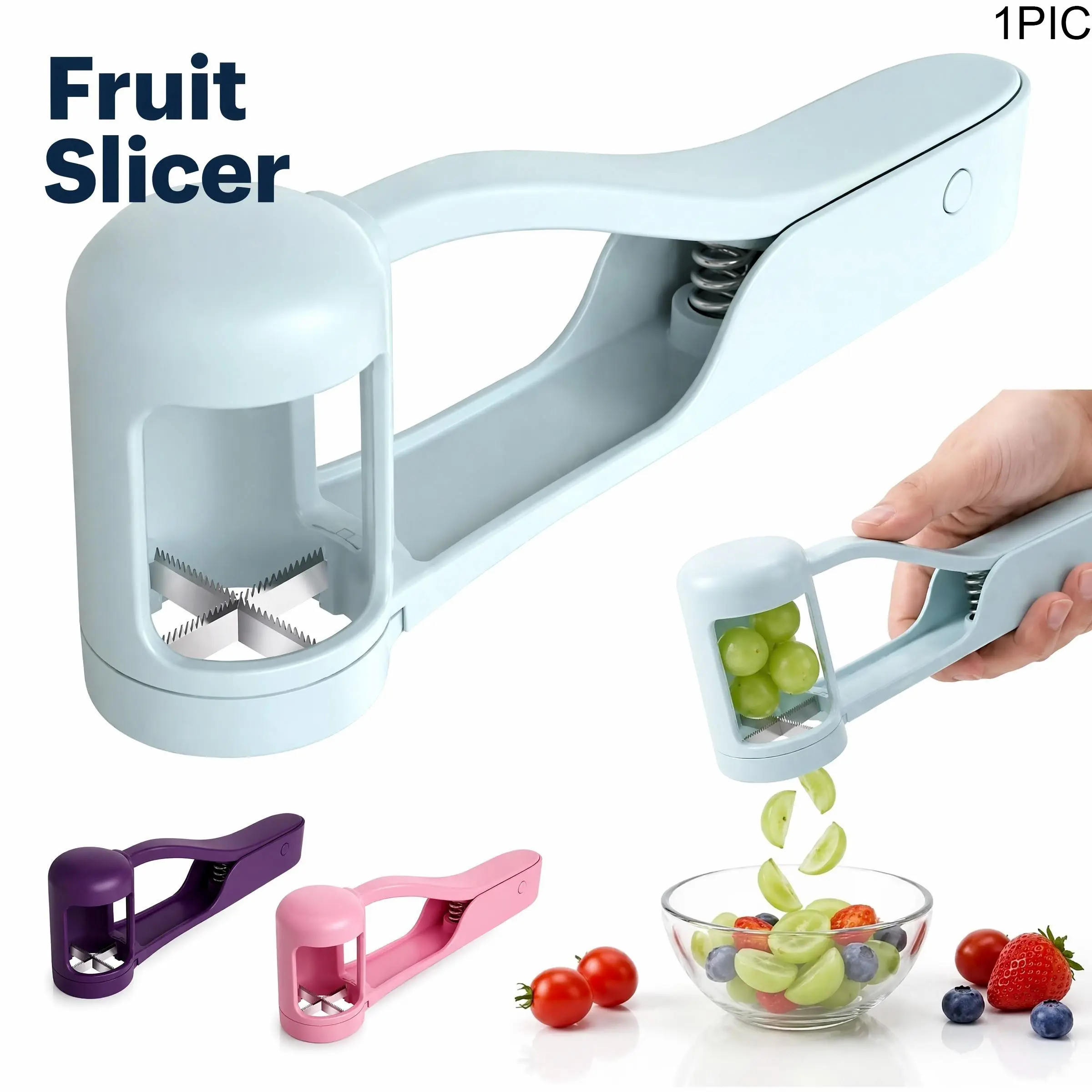 Grape Slicer Fruit Cutter Fresh Fruit Separator Kitchen Tool, Cherry Tomato Strawberry Salad Maker, Easy-To-Use Fruit Slicing Utensil, Fruit Slicer Handheld