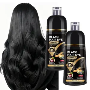 500ml black herbal hair dye shampoo, 7-in-1 herbal extract mild and non irritating, hair dye, shampoo and hair care three in one, 15 minute hair dye, Covering grey hair, family outfit, making hair look healthy and shiny, suitable for both men and women