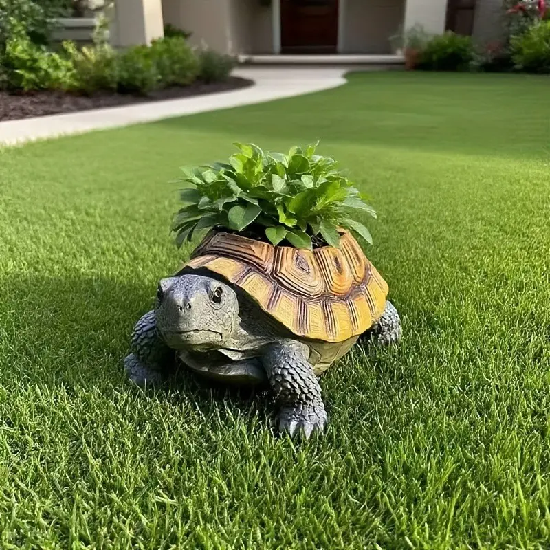 New Turtle Decorative Ornament, Creative Animal Decoration, Resin Craft, Realistic Sea Turtle, Functional Indoor Plant Pot, Unique Gift Idea