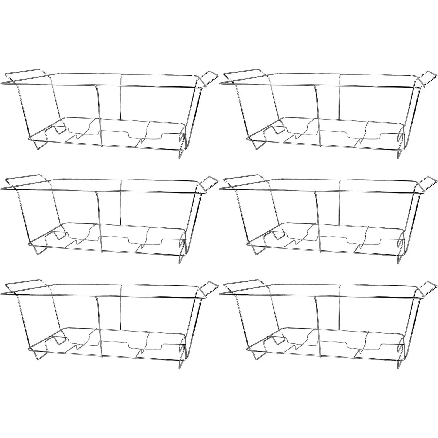6 Pack Chafing Wire Rack Buffet Stand Chrome Frame for Events, Parties, Wedding, & Birthday Party Catering, Full Size Chafing Stand for Dish Serving Trays, Food Warmer Catering Supplies