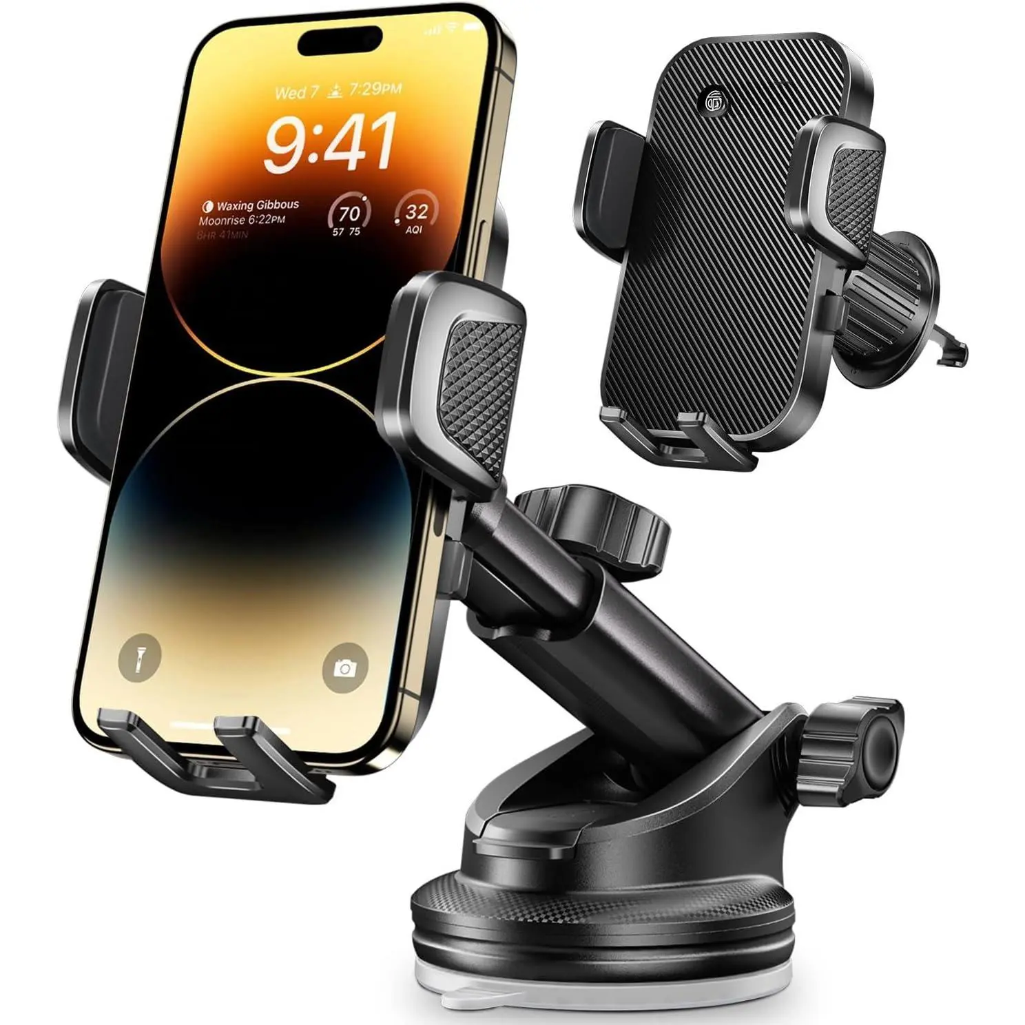 Phone Holder Mount,【2025 Upgrade】 3-in-1 Cell Phone Holder for , Dashboard Windshield, Suction Cup Hands-Free  Phone Stand, Automobile Cradles ,Black