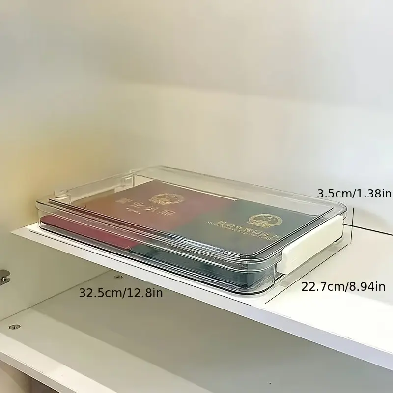 Acrylic Transparent Desktop Paper Storage Box, A4 File Document Organizer, Dust Proof Card Holder Case, Household Office Supplies, Home Office