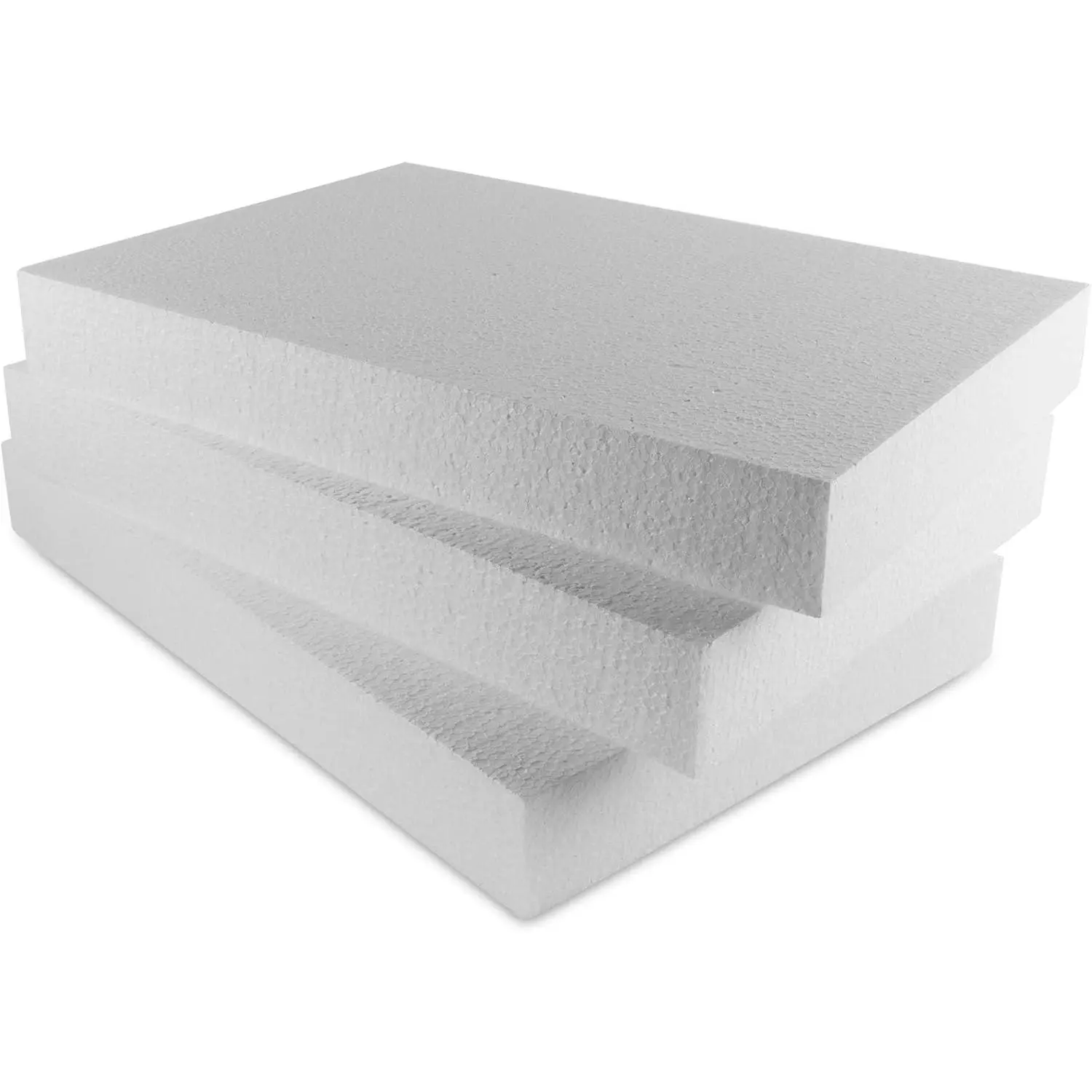 Foam Rectangle Blank Polystyrene Sheet Boards for Arts and Crafts Blank White DIY Project, Party Decorations (16 x 11 x 2 Inches) Pack of 3
