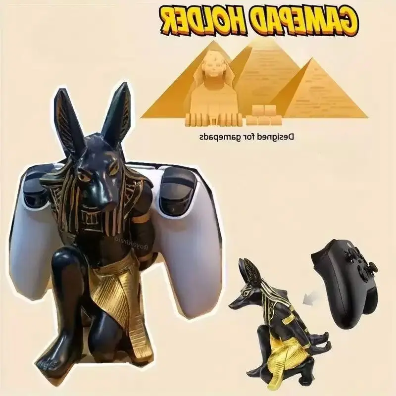New Luxury Anubis Dog God Phone Game Controller Stand, Home Gaming Room Desktop Holder, Elegant Decorative Piece for Gamers, Aesthetic
