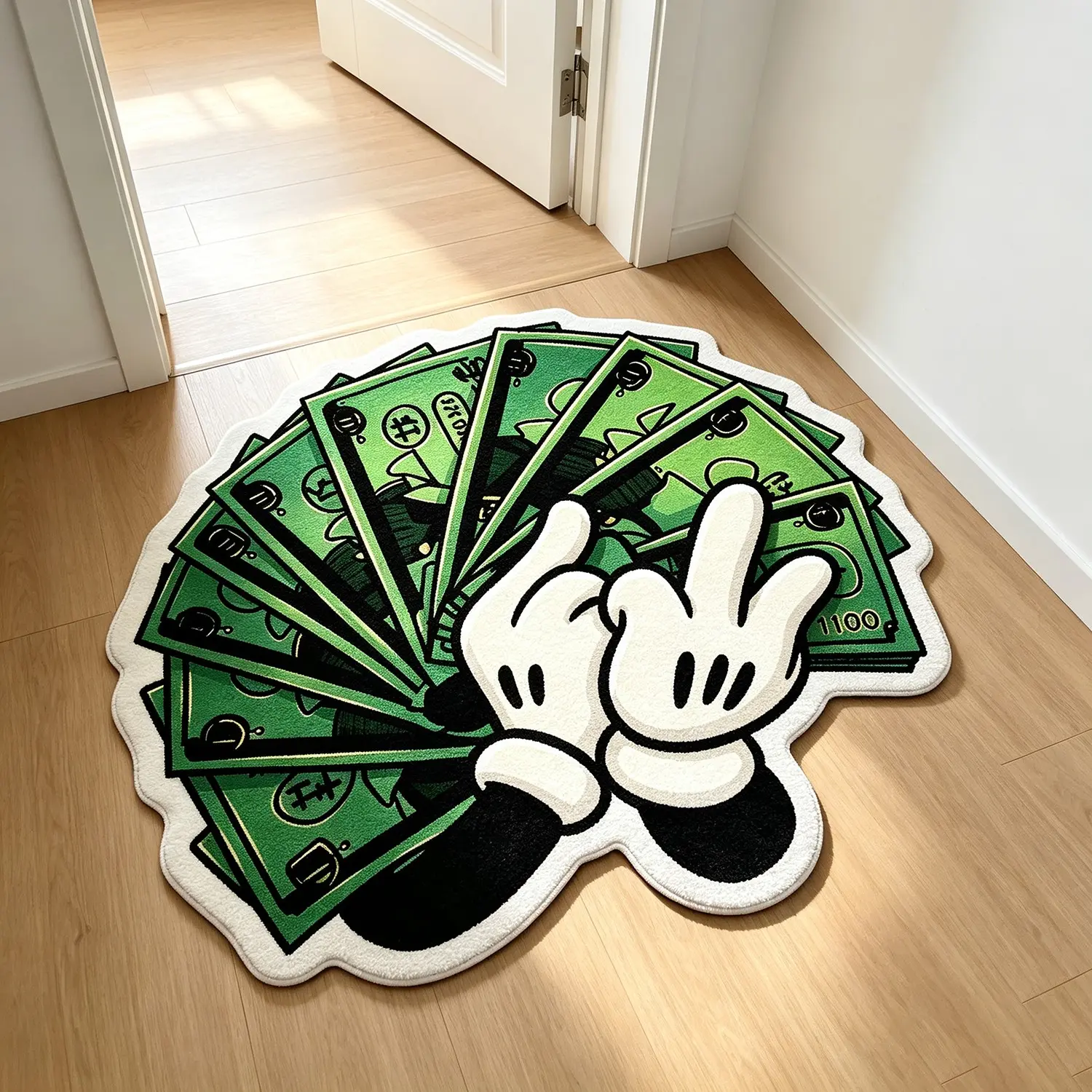 Creative Cartoon Glove Rug, Unique Fashion Money Carpet, Home Decor for Living Room, Bedroom, Entryway, Staircase, Bathroom