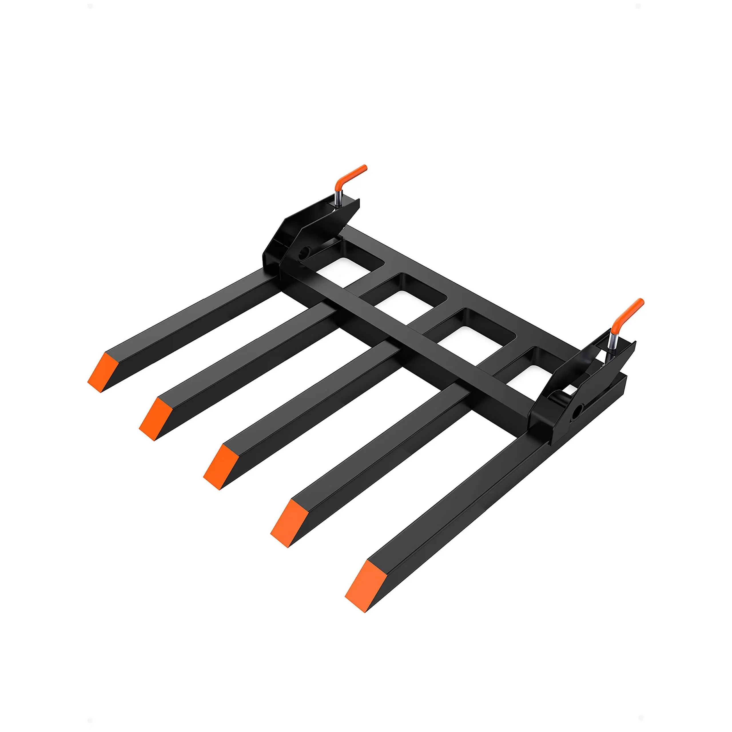 Clamp on Debris Forks, 5 6 7 Prong Pallet Forks, Fit 72" Buckets, Dual Nut & Pull-Out l-Type Screws Heavy Duty Attachment for Tractors & Skid Steer Loaders