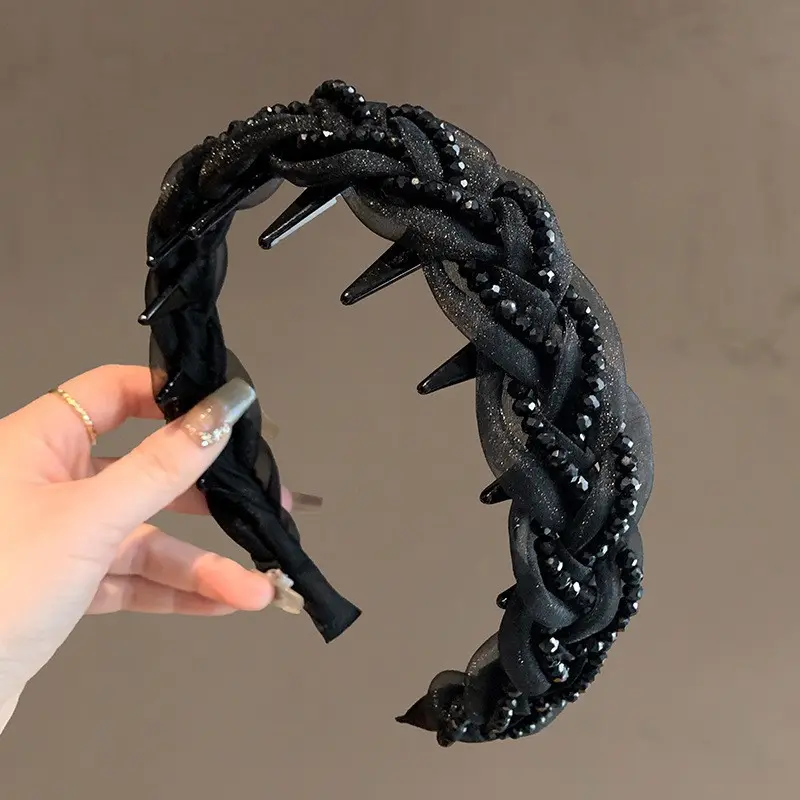Women's 2026 New Korean-Style Resin Pearl Wide Headbands - High-Crown Face-Slimming Twisted Braided Ruffle Bow Non-Slip Comfortable Daily Wear Fashion Hair Hoops, Bow Decor, Ruffled Bow