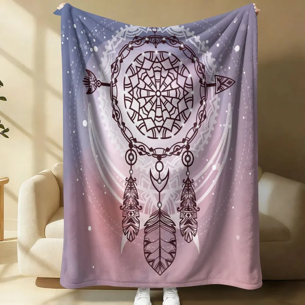 Dreamcatcher Print Flannel Blanket Soft Warm Throw Blanket for Couch Bed Sofa Travel Camping Boho Home Decor Cozy Lightweight Fleece Blanket Perfect Gift Blanket for Women Girls Teens