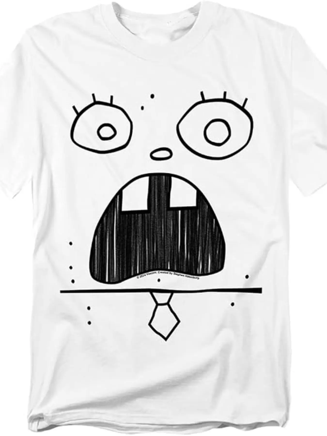 Classic Spongebob Squarepants Anime Print T-Shirt, Vintage Cartoon Hand-Drawn Style, Durable Casual Loose Fit Short Sleeve, Youth Animation Lover Top