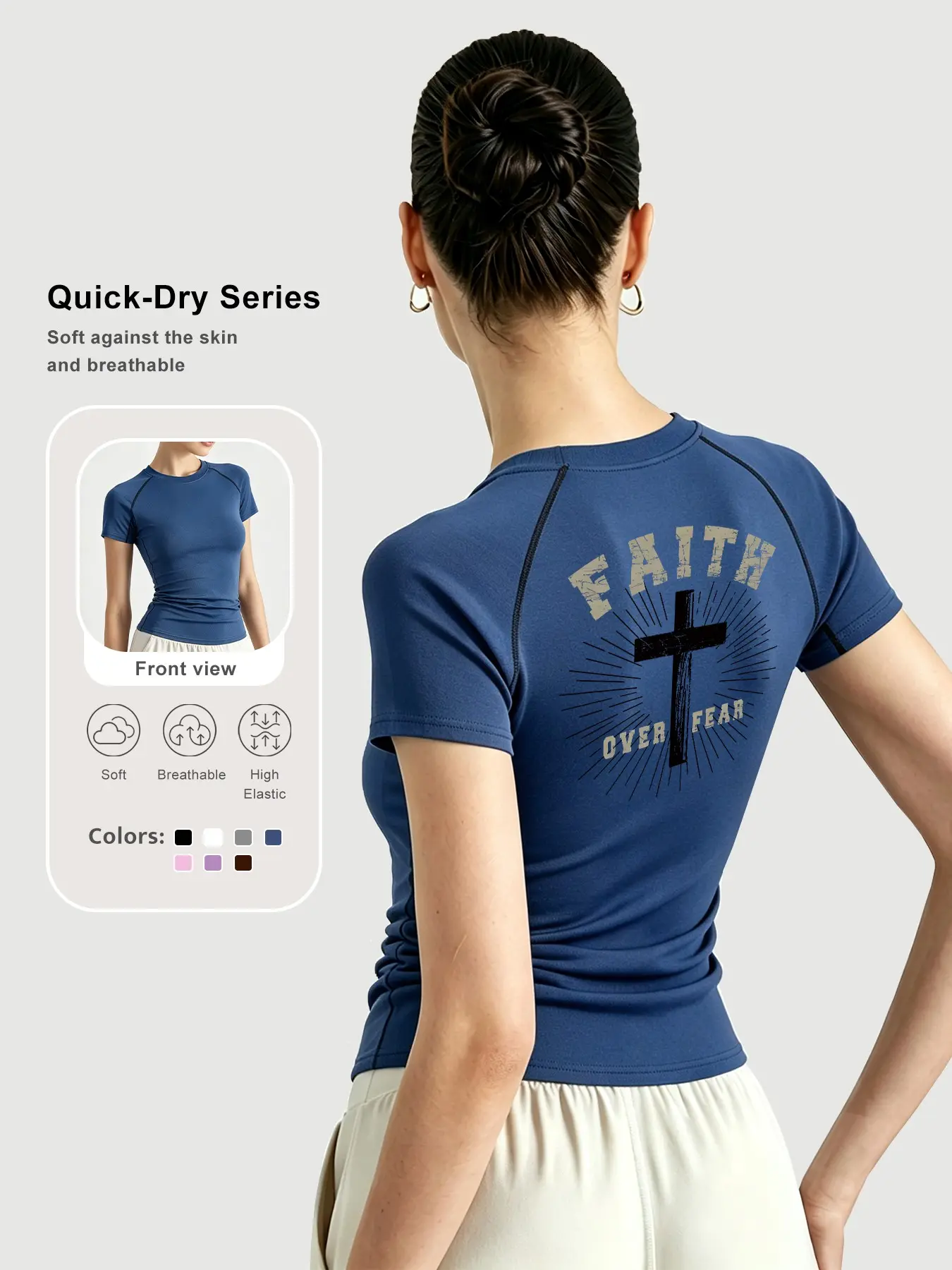 Women's Short Sleeve Graphic Top, Casual Summer Workout Tee, Breathable Stretch Fitness Shirt, Yoga Running Training Apparel, Tight Running Top