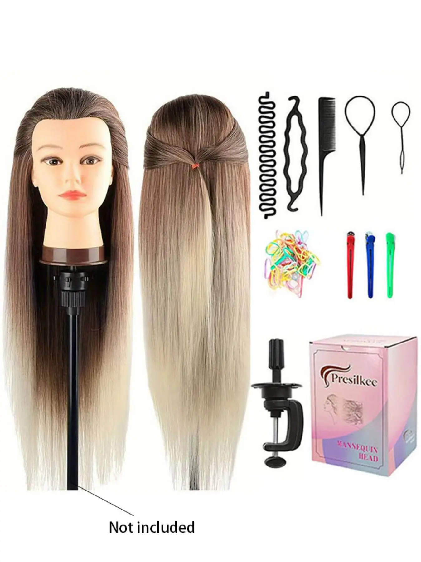 Synthetic Hair Styling Mannequin Head with DIY Set & Table Clamp, Perfect for Makeup Artists, Teenage Girls & Hairdressers Practice