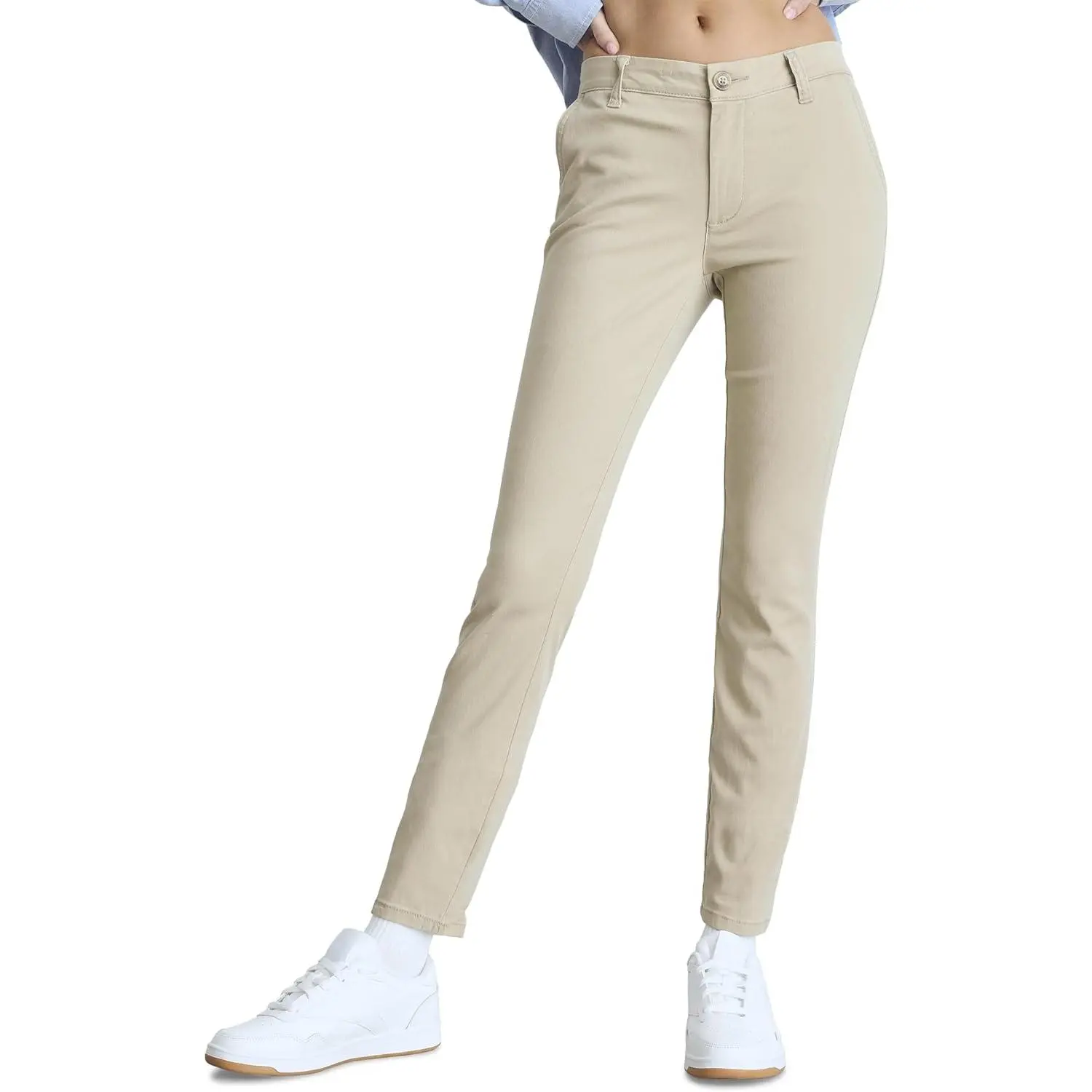 Aeropostale Lady's Basic Slim Uniform Trouser, Women's Pocket Bottom Pant, Fabric