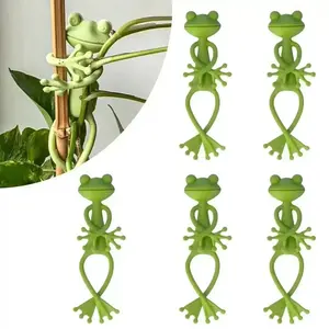 10Pcs/15Pcs Cute Frog Shaped Plant Support Clips, decorative vine and stem organizers for climbing potted plants. Practical garden tools to keep plants upright, fun aesthetic decor for plant lovers.