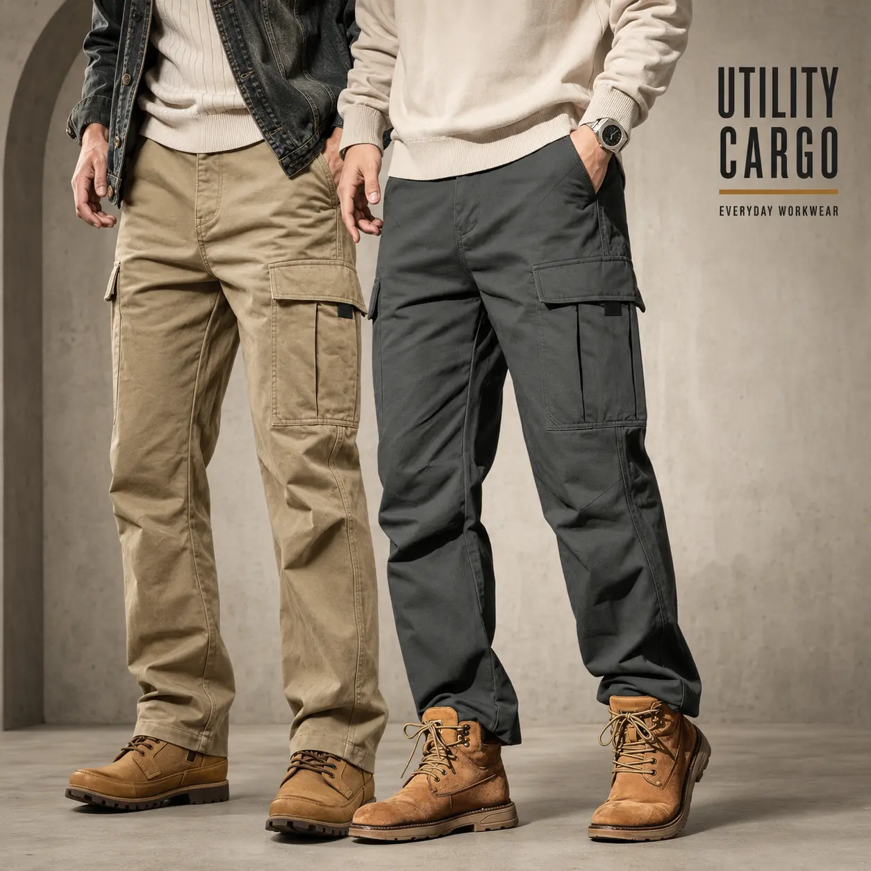 Men Multi-Pocket Straight Cargo Pants Classic Loose Workwear Casual Outdoor Streetwear Trousers