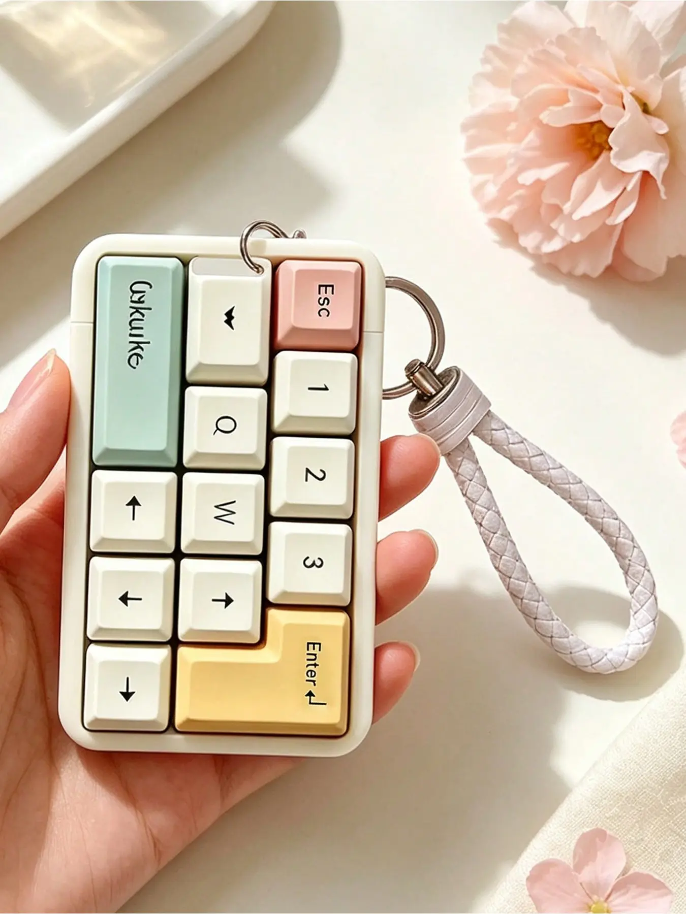 Keyboard Shaped Card Holder for Women, Cute Macaron Color ID Badge Lanyard with Clear Photo Window, Portable Keychain Card Case for Student Nurse Doctor, Ideal Back to School Gift for Colleagues Teachers