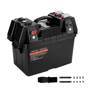 VEVOR Battery Box, Group 24/31 Trolling Motor Battery Box, 12V/24V Marine Batteries Case with PP Shell and Dual Straps, Smart Batteries Case, Suitable for Trolling Motor, Marine, RV Solar Panel