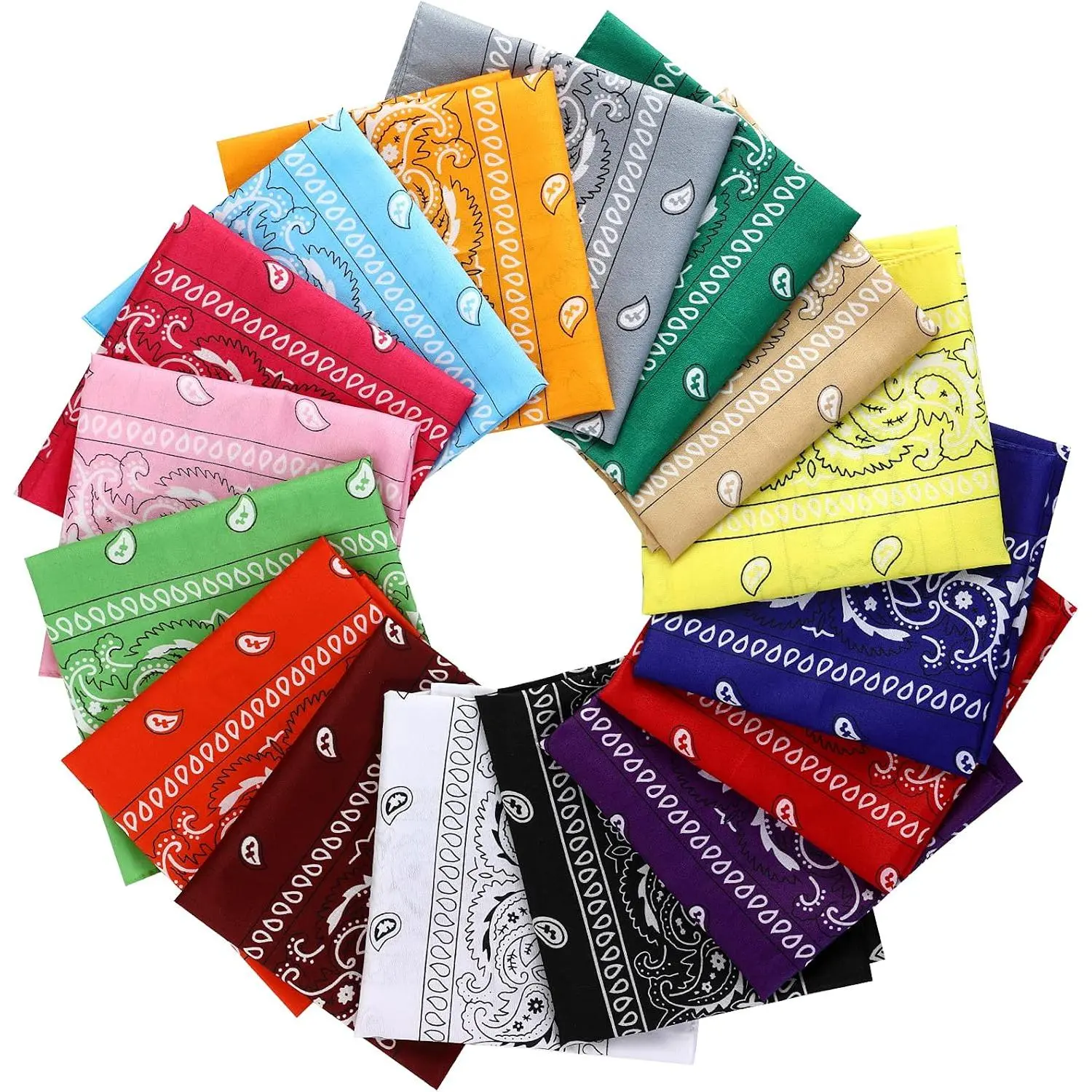 16pcs Unisex Assorted Synthetic Bandanas - Multi-Purpose Party Outdoor Favor, Scarf, Headband, Handkerchief for Men, Women, Boys, Girls