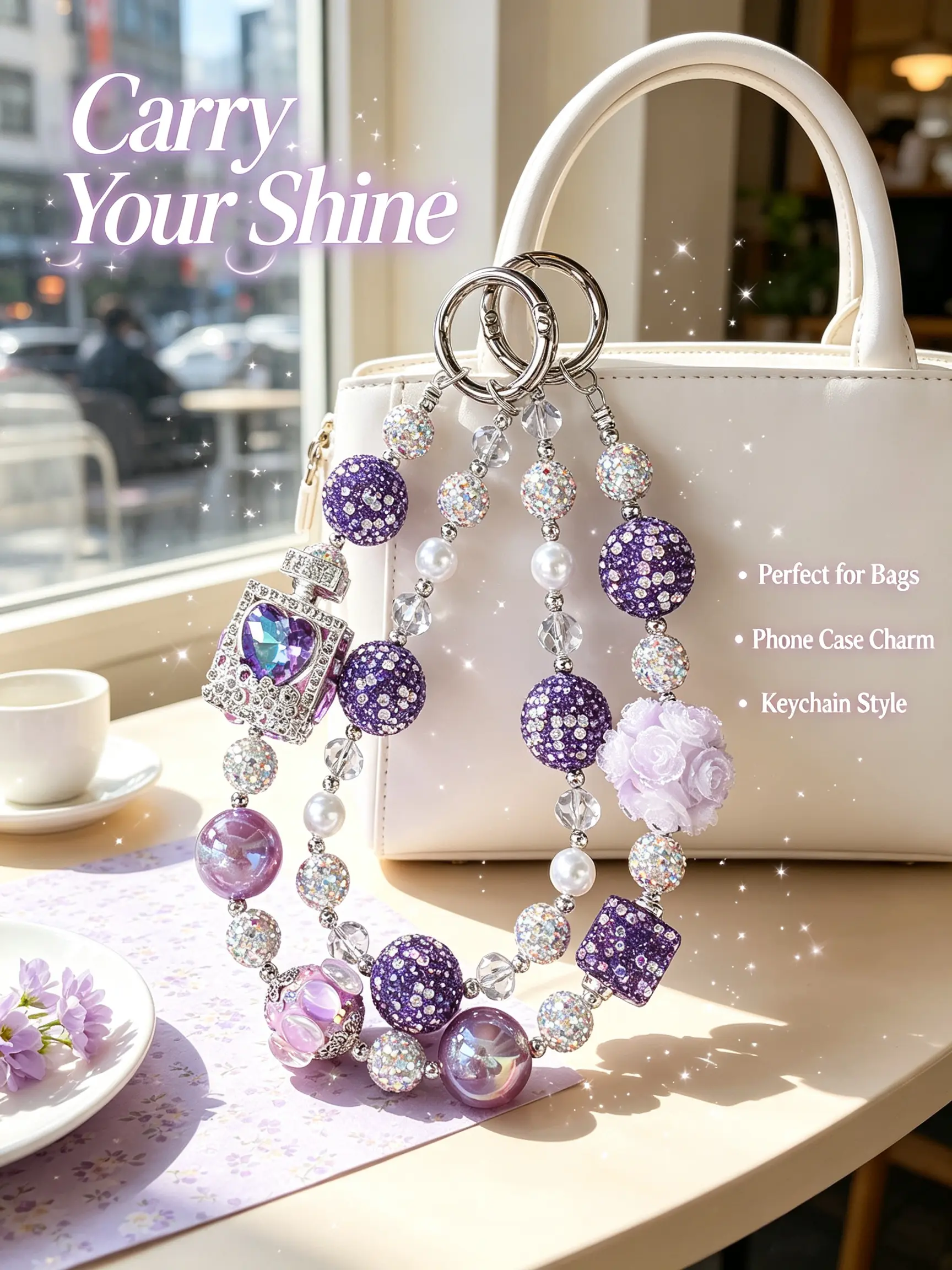 Luxurious and high-end sparkling diamond perfume bottle phone chain, cell phone charms, hand-held lanyard, wrist strap, chain to prevent loss, stylish and trendy