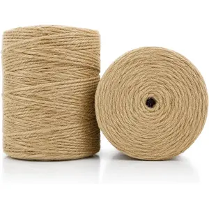 2 Pack 2mm  Jute Twine String - 1600  (800Ft/Roll) Craft  Rope for  Wrapping, Gardening, DIY Crafts, Macrame, Wedding,  Decor (Brown)