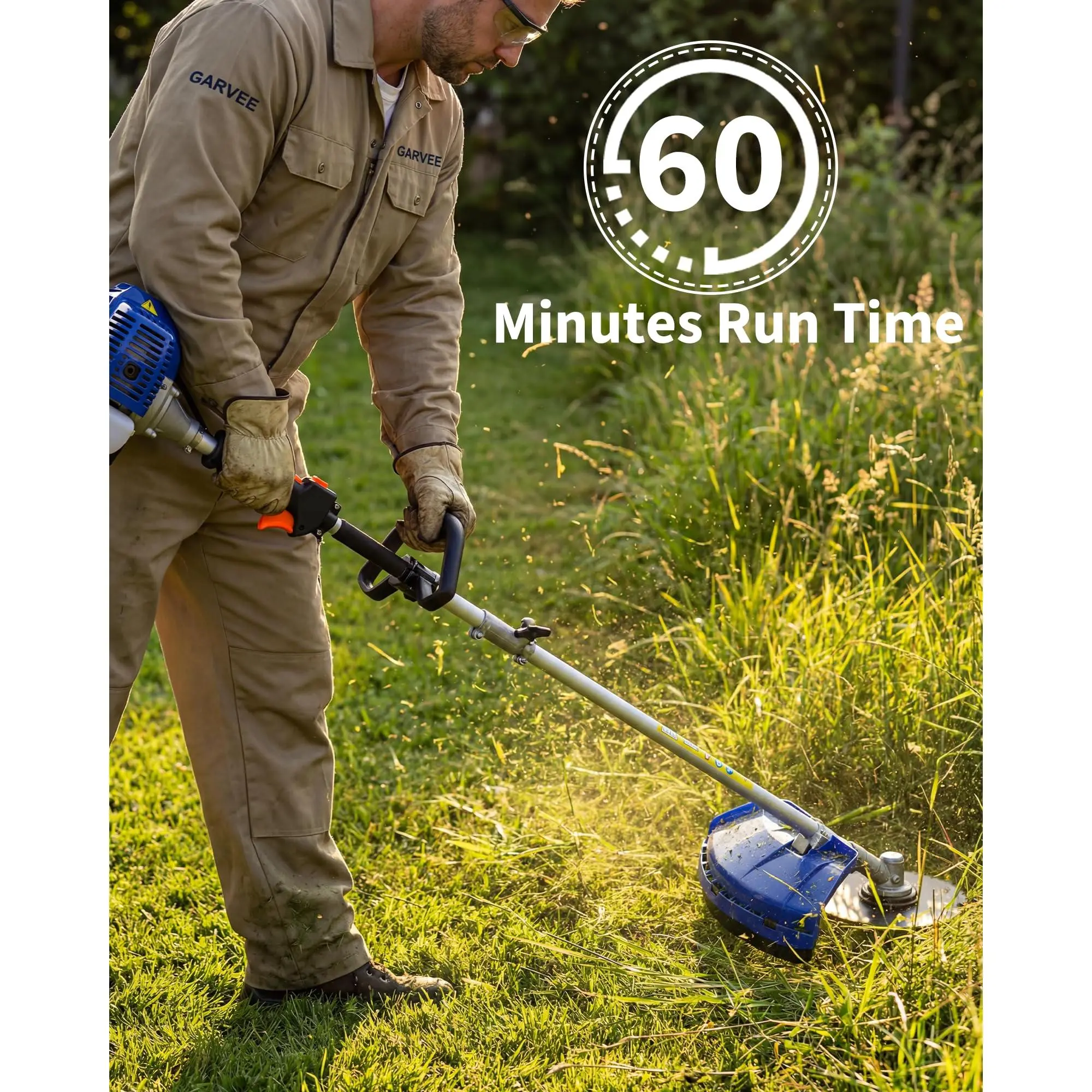 43cc/52cc Gas Weed Wacker - 3-in-1 Gas Weed Eater with Quick Start 2-Cycle String Trimmer, Brush Cutter & Shoulder Strap, for Lawn Care