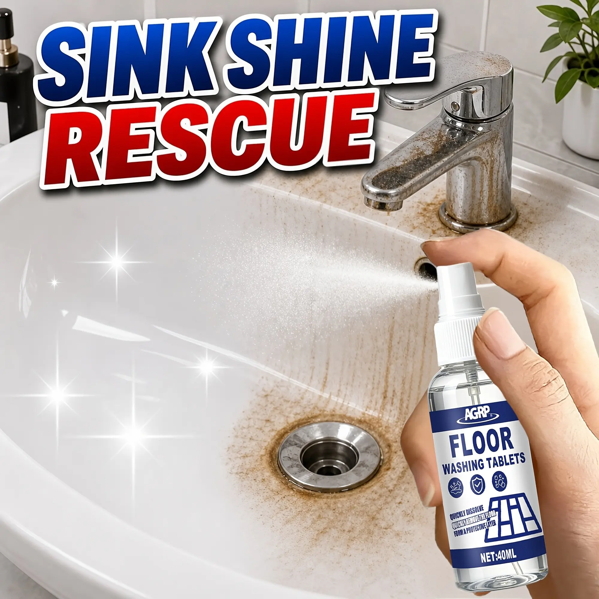 Multi-Purpose Bathroom Cleaner Spray, Liquid Cleaner, For Tile, Sink, Glass & Toilet, Removes Soap Scum, Hard Water Spots & Grime