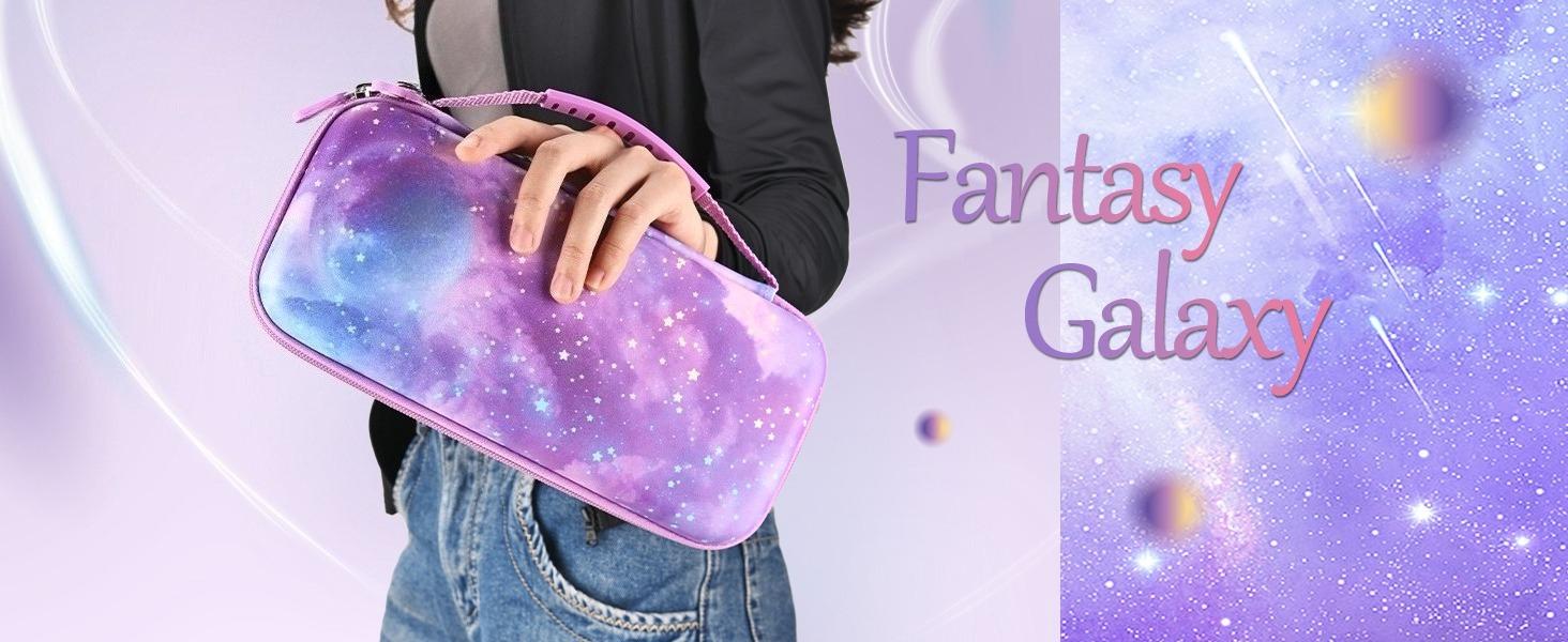 P-PHP010   Switch Case for NS Switch,  15 in 1 Switch Accessories Bundles with Switch Carrying Case, Switch Game Case, Switch Protective Case, Switch Screen Protector, Switch Thumb Caps (Galaxy Purple)