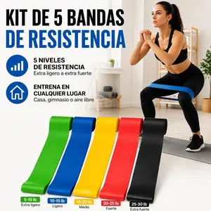5 Pcs Latex Resistance Bands Set, Multi Tension Levels, Exercise Bands for Leg Workout, Yoga, Pilates, Crossfit & Physical Therapy, Random Color