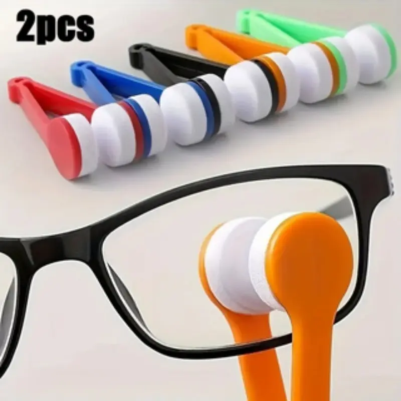 2pcs Random Color Eyeglass Cleaning Kit with Keychain Ring, Scratch-Free Lens Care System, Reusable Travel Set, Ideal Gift, Cleaner Kit